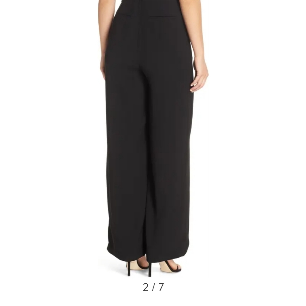 Eliza J Black Sequine wrap detail ankle wide leg jumpsuit vneck Sleeveless 24 W - Picture 4 of 13
